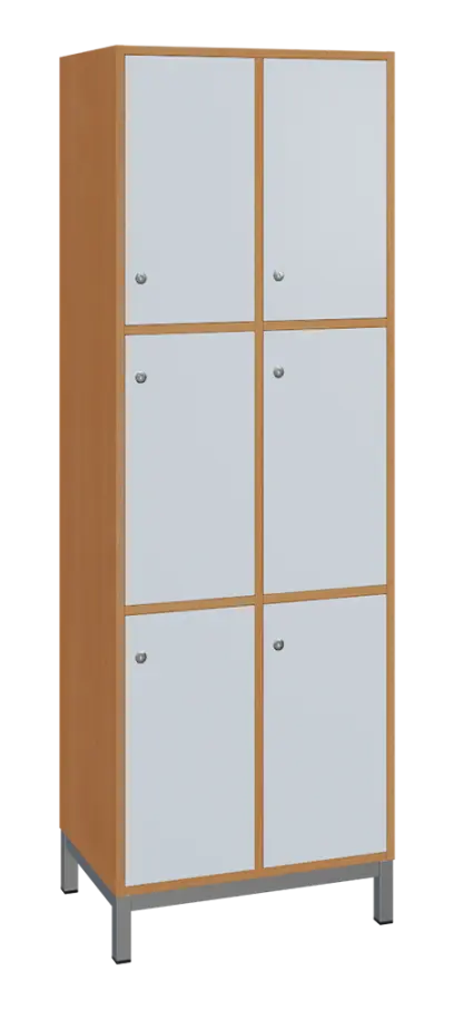 SBS-3322 šatní skříň 6-boxová, 1800x600x400 mm, kovové nohy, korpus buk royal, dvířka bílá